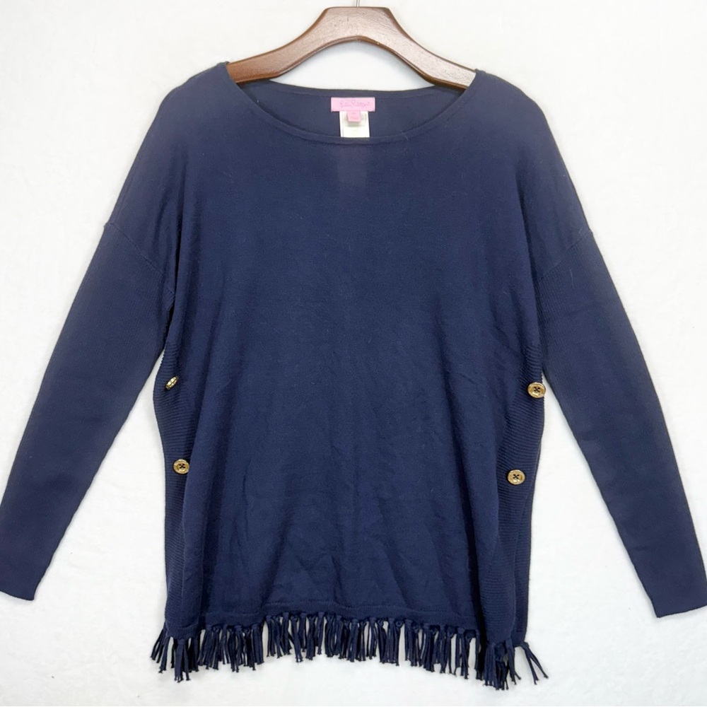 Lilly Pulitzer Dark Blue Fringe Blouse
